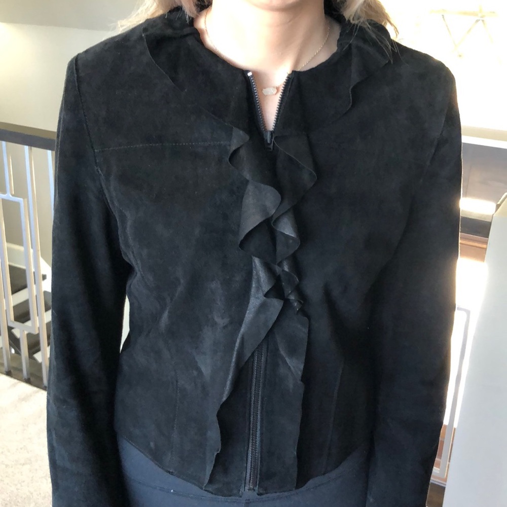 Elie Tahari Black Suede Jacket